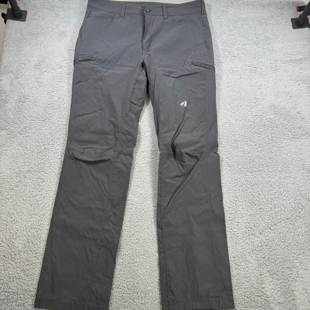 Eddie Bauer Mens 38x34 First Ascent Pants Gray Nylon Cargo Pockets Outdoor